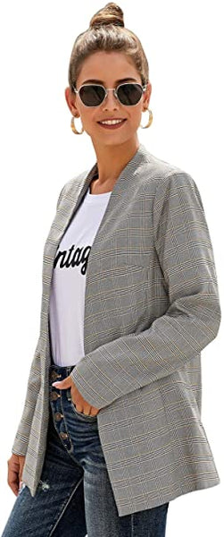 GRAPENT Women's Open Front Business Casual Pocket Work Office Blazer Jacket Suit