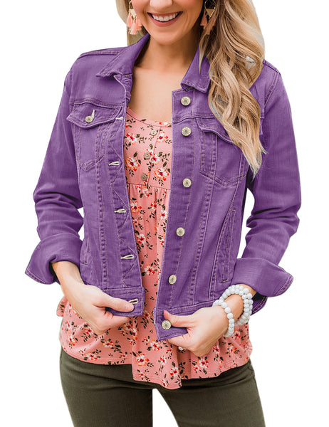 Plus Size Purple Denim Jacket