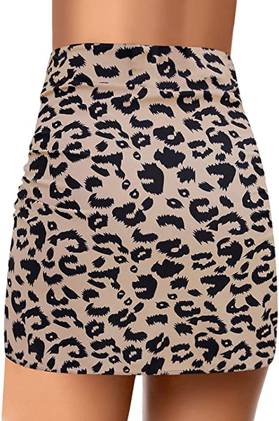 GRAPENT Women's High Waist Tulip Hem Shirring Swim Skirt Swimsuit Bikini Bottom