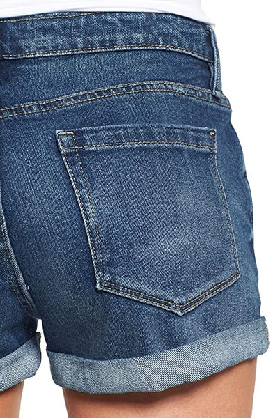 GRAPENT Women's High Waist Jean Short Casual Ripped Folded Hem Denim Jeans Shorts