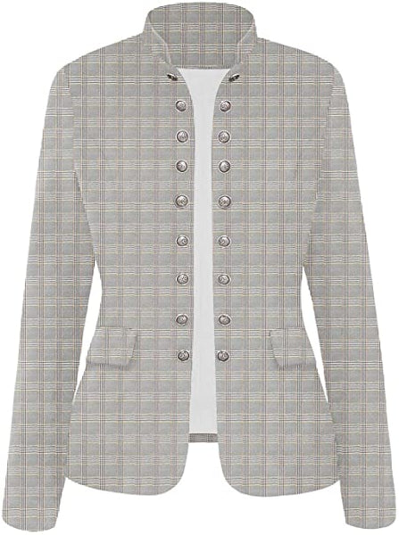 GRAPENT Women's Business Casual Buttons Pockets Open Front Blazer Suit Cardigan