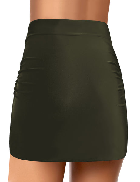 GRAPENT Women's High Waist Tulip Hem Shirring Swim Skirt Swimsuit Bikini Bottom