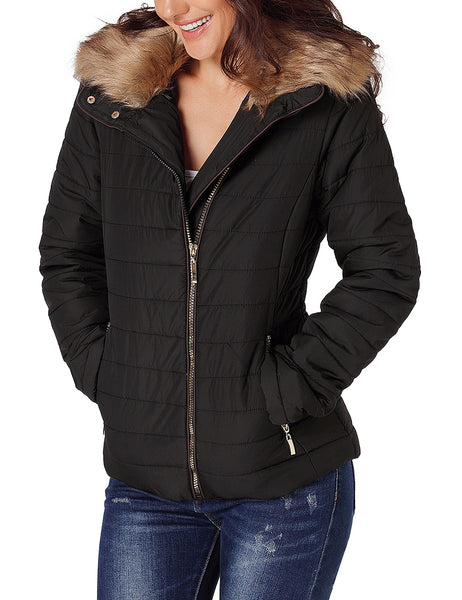 GRAPENT Women's Casual Winter Zip Up Pocket Quilted Jacket Puffer Coat Outerwear