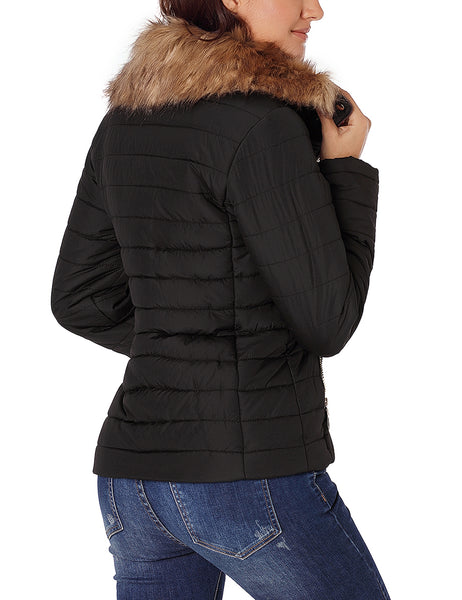 GRAPENT Women's Casual Winter Zip Up Pocket Quilted Jacket Puffer Coat Outerwear