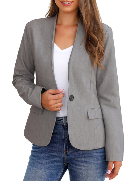 GRAPENT Women's Business Casual Pocket Work Office Blazer Back Slit Jacket Suit