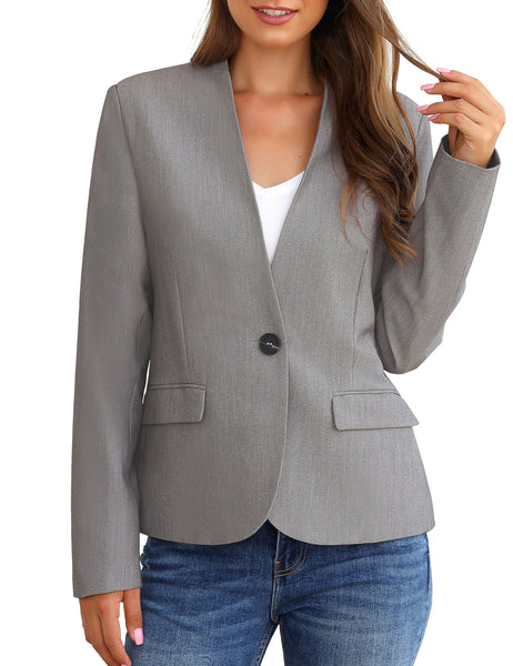 GRAPENT Women's Business Casual Pocket Work Office Blazer Back Slit Jacket Suit
