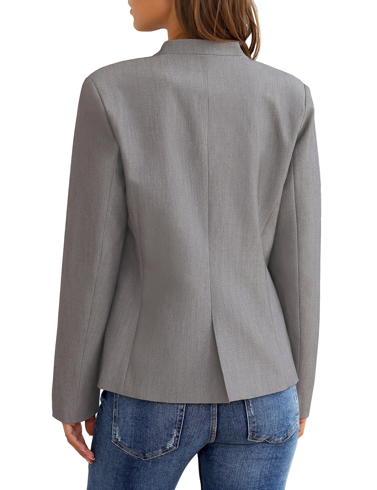 casual dress jacket womens Akiihool Women's Blazer Jacket Women's Casual Lightweight Blazer Jacket Suits Lapel Button Slim Work Office Blazer Jacket (Navy,M)