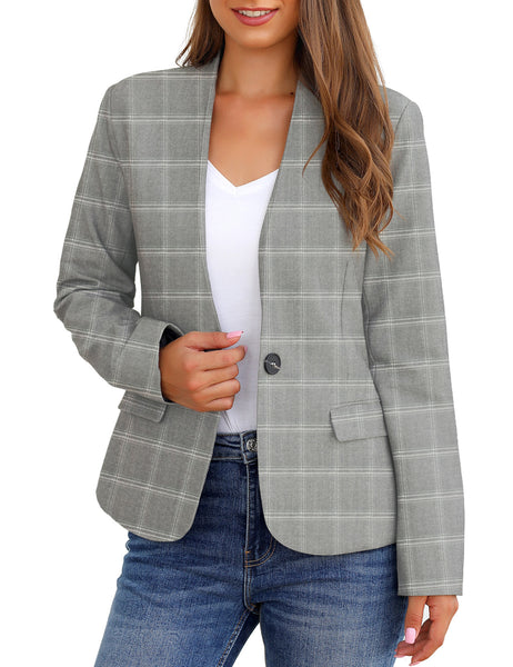 GRAPENT Women's Business Casual Pocket Work Office Blazer Back Slit Jacket Suit