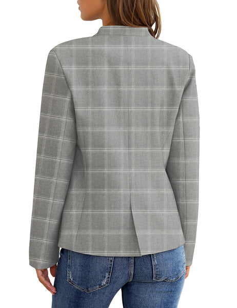 GRAPENT Women's Business Casual Pocket Work Office Blazer Back Slit Jacket Suit