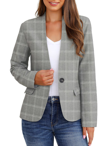 GRAPENT Women's Business Casual Pocket Work Office Blazer Back Slit Jacket Suit