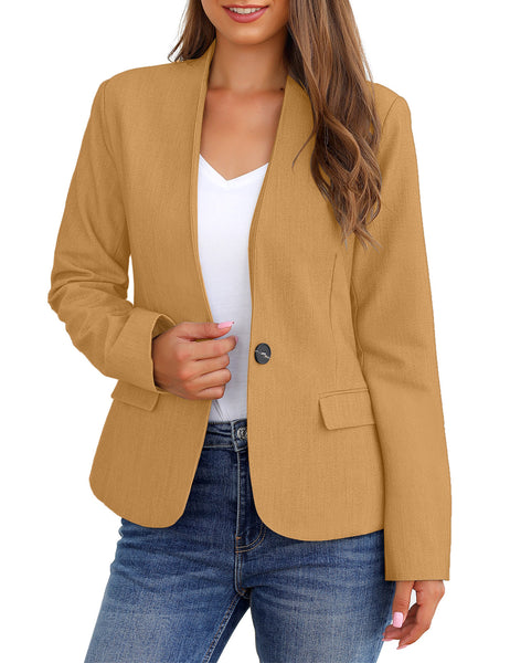GRAPENT Women's Business Casual Pocket Work Office Blazer Back Slit Jacket Suit