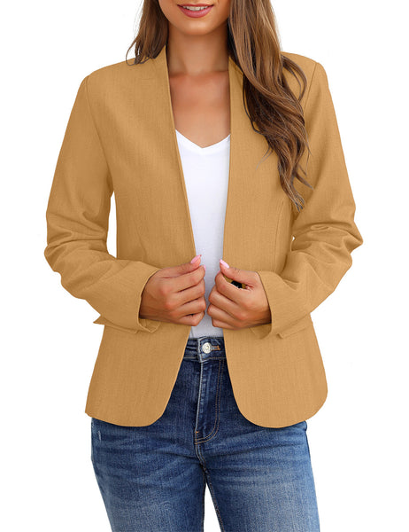 GRAPENT Women's Business Casual Pocket Work Office Blazer Back Slit Jacket Suit