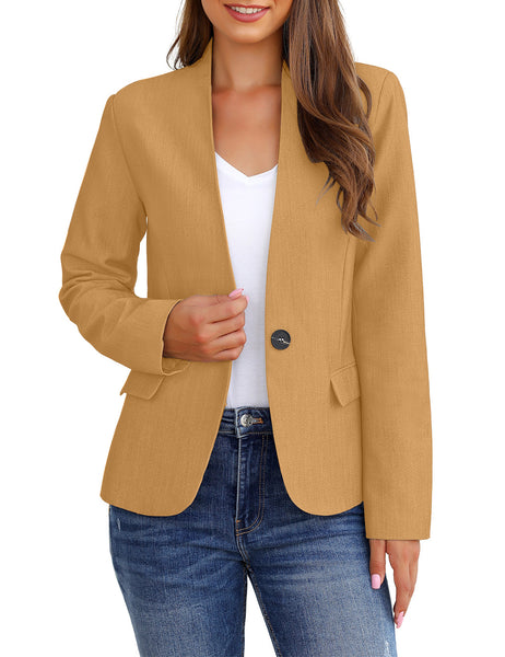 GRAPENT Women's Business Casual Pocket Work Office Blazer Back Slit Jacket Suit