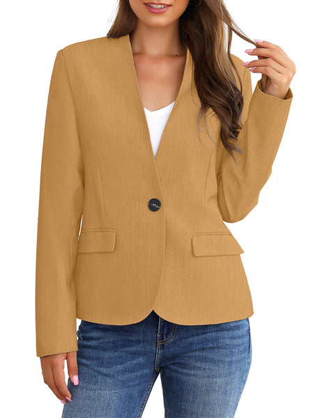 GRAPENT Women's Business Casual Pocket Work Office Blazer Back Slit Jacket Suit