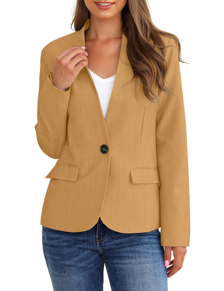 GRAPENT Women's Business Casual Pocket Work Office Blazer Back Slit Jacket Suit
