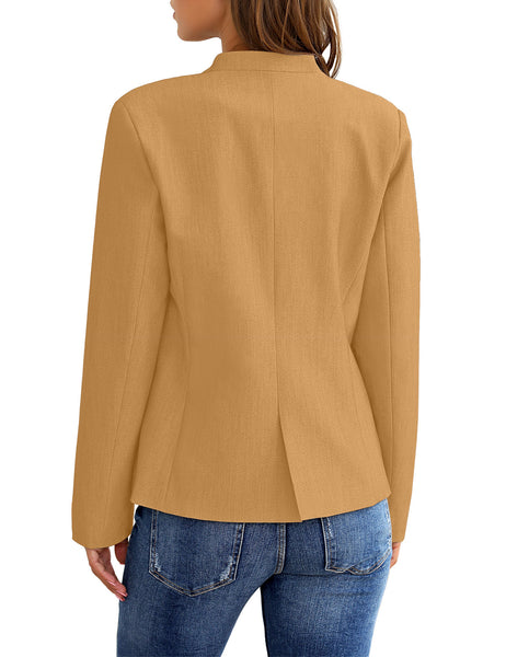 GRAPENT Women's Business Casual Pocket Work Office Blazer Back Slit Jacket Suit