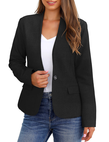GRAPENT Women's Business Casual Pocket Work Office Blazer Back Slit Jacket Suit