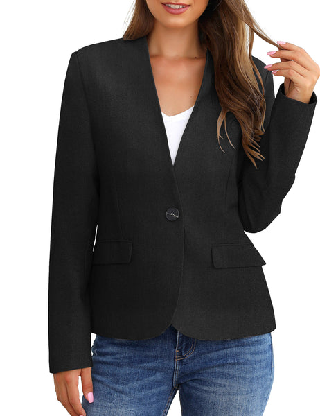 GRAPENT Women's Business Casual Pocket Work Office Blazer Back Slit Jacket Suit