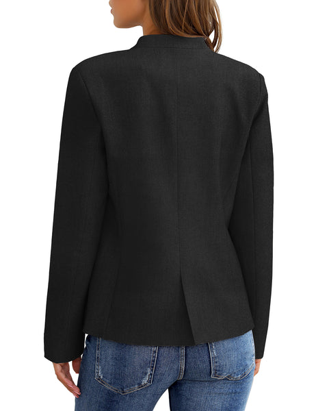 GRAPENT Women's Business Casual Pocket Work Office Blazer Back Slit Jacket Suit