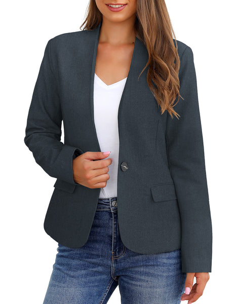 GRAPENT Women's Business Casual Pocket Work Office Blazer Back Slit Jacket Suit