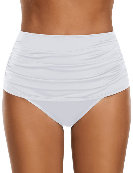 GRAPENT Women's High Waisted Swim Bottom Ruched Bikini Tankini Bottoms Tummy Control Swimsuit Briefs
