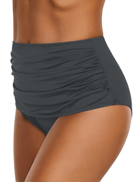 GRAPENT Women's High Waisted Swim Bottom Ruched Bikini Tankini Bottoms Tummy Control Swimsuit Briefs