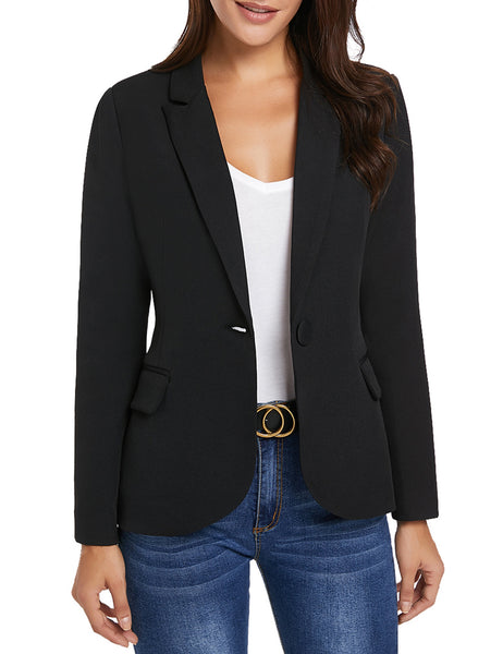 GRAPENT Women's Business Casual Pocket Work Office Blazer Back Slit Jacket Suit