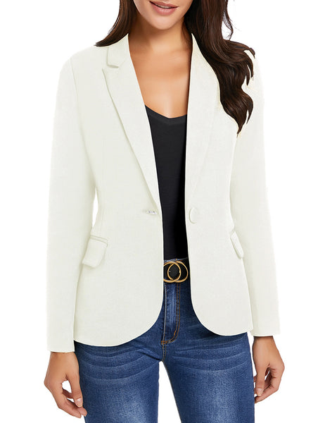 GRAPENT Women's Business Casual Pocket Work Office Blazer Back Slit Jacket Suit