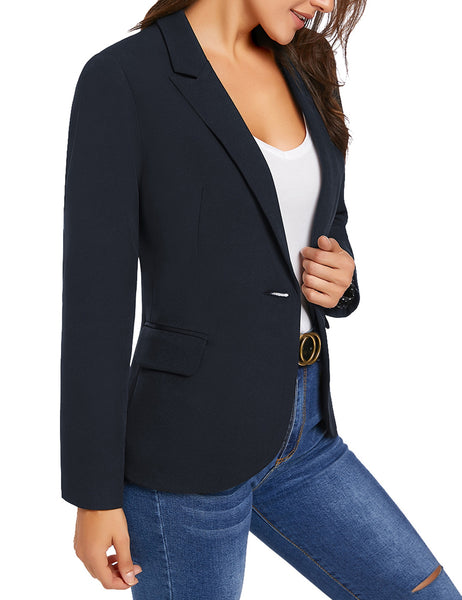 GRAPENT Women's Business Casual Pocket Work Office Blazer Back Slit Jacket Suit