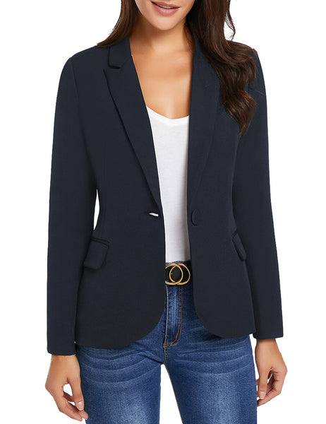 GRAPENT Women's Business Casual Pocket Work Office Blazer Back Slit Jacket Suit