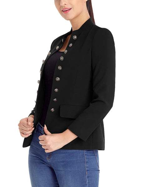 GRAPENT Women's Business Casual Buttons Pockets Open Front Blazer Suit Cardigan
