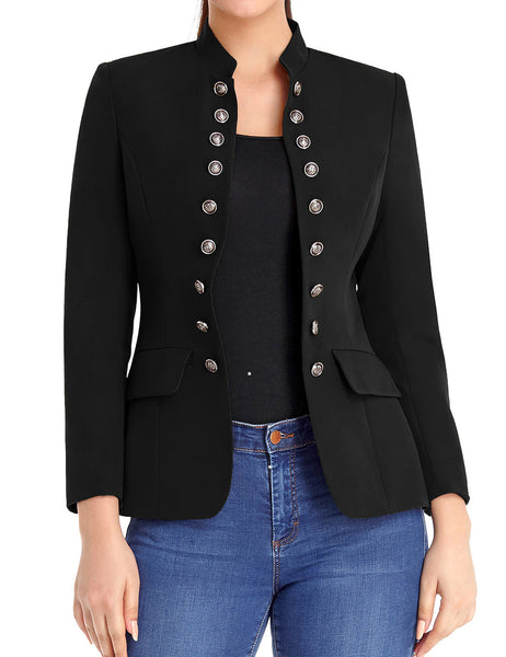 GRAPENT Women's Business Casual Buttons Pockets Open Front Blazer Suit Cardigan