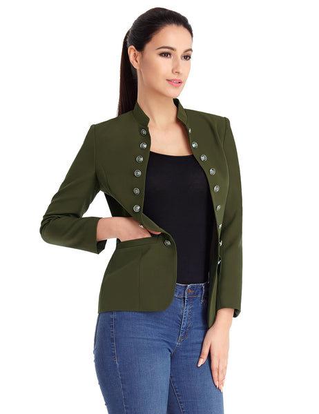 GRAPENT Women's Business Casual Buttons Pockets Open Front Blazer Suit Cardigan