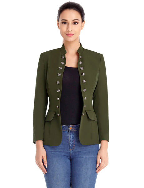 GRAPENT Women's Business Casual Buttons Pockets Open Front Blazer Suit Cardigan